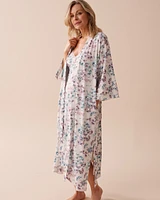 Bucolic Print Super Soft Lace Details Kimono