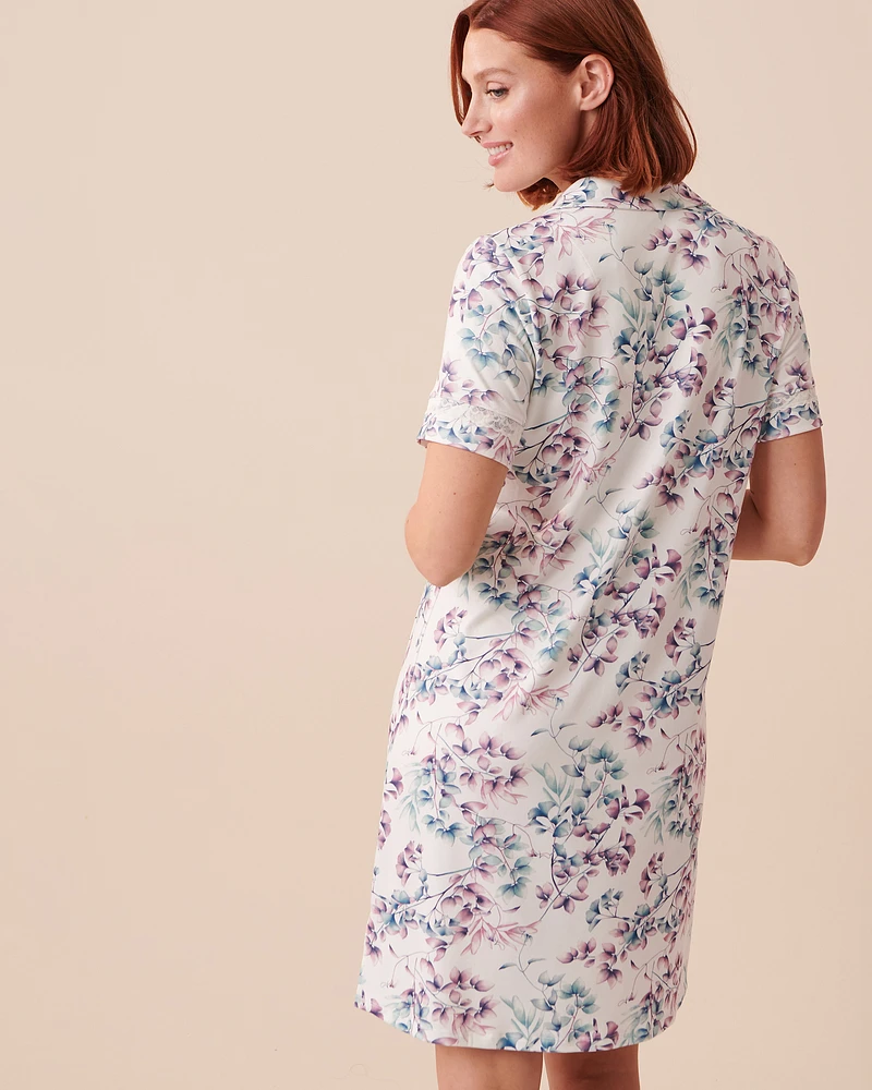 Bucolic Print Super Soft Lace Details Sleepshirt