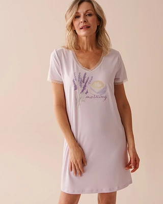 Coffee & Lavender Print Super Soft Short Sleeve Sleepshirt