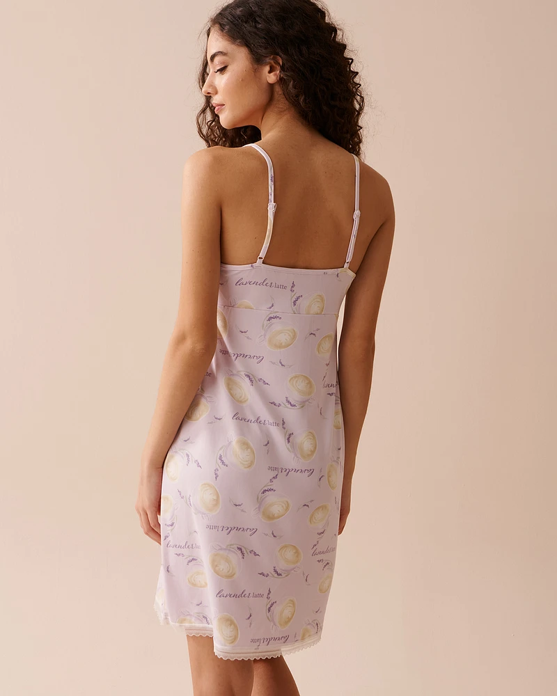 Coffee & Lavender Print Super Soft Nightie