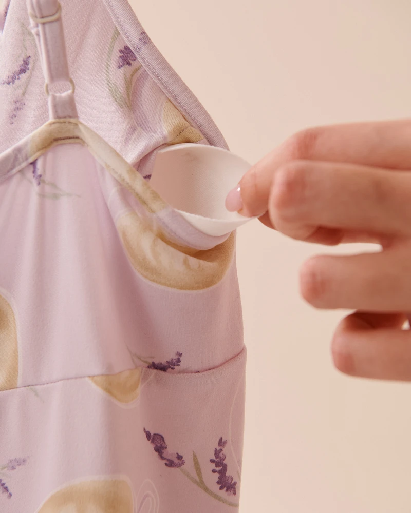 Coffee & Lavender Print Super Soft Nightie