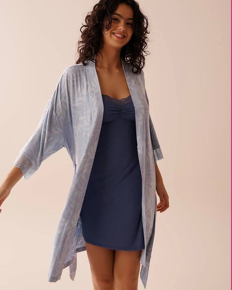 Soft Jersey Lace Trim Kimono