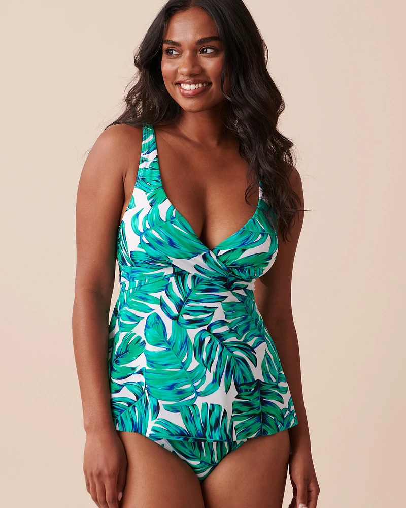 PALM LEAVES Recycled Fibers Crossed Tankini Top