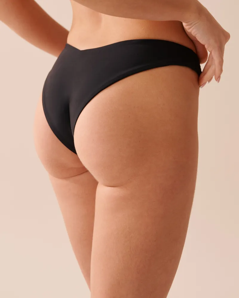 SMOCKED TEXTURED Thong Bikini Bottom