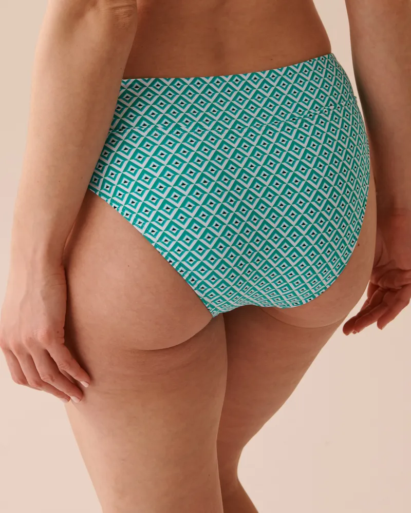 GREEN TILE Mid Waist Bikini Bottom
