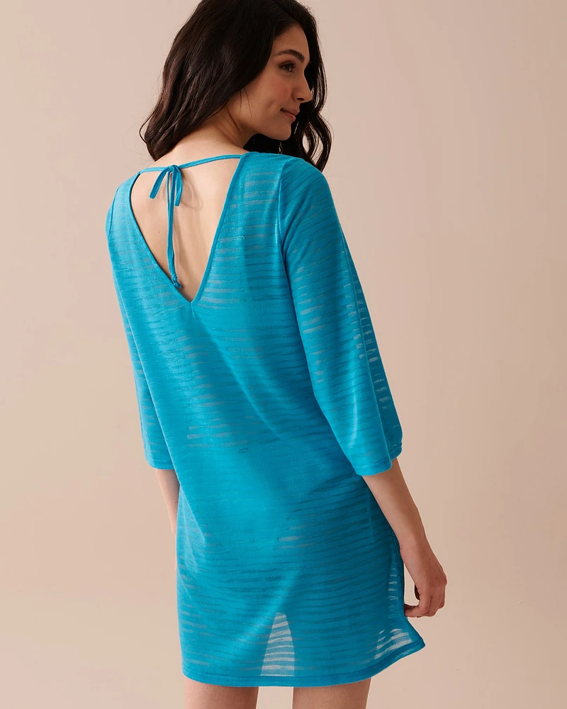 3/4 Sleeve Shadow Stripe Tunic