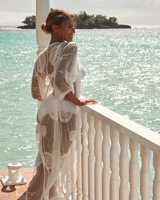 Embroidered Mesh Caftan