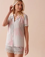 Recycled Fibers Lace Trim Short Sleeve Shirt