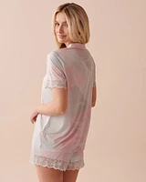 Recycled Fibers Lace Trim Short Sleeve Shirt