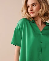 Satin Crop Button-down Shirt