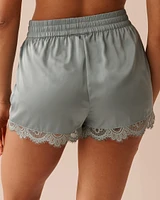Lace Trim Satin Shorts