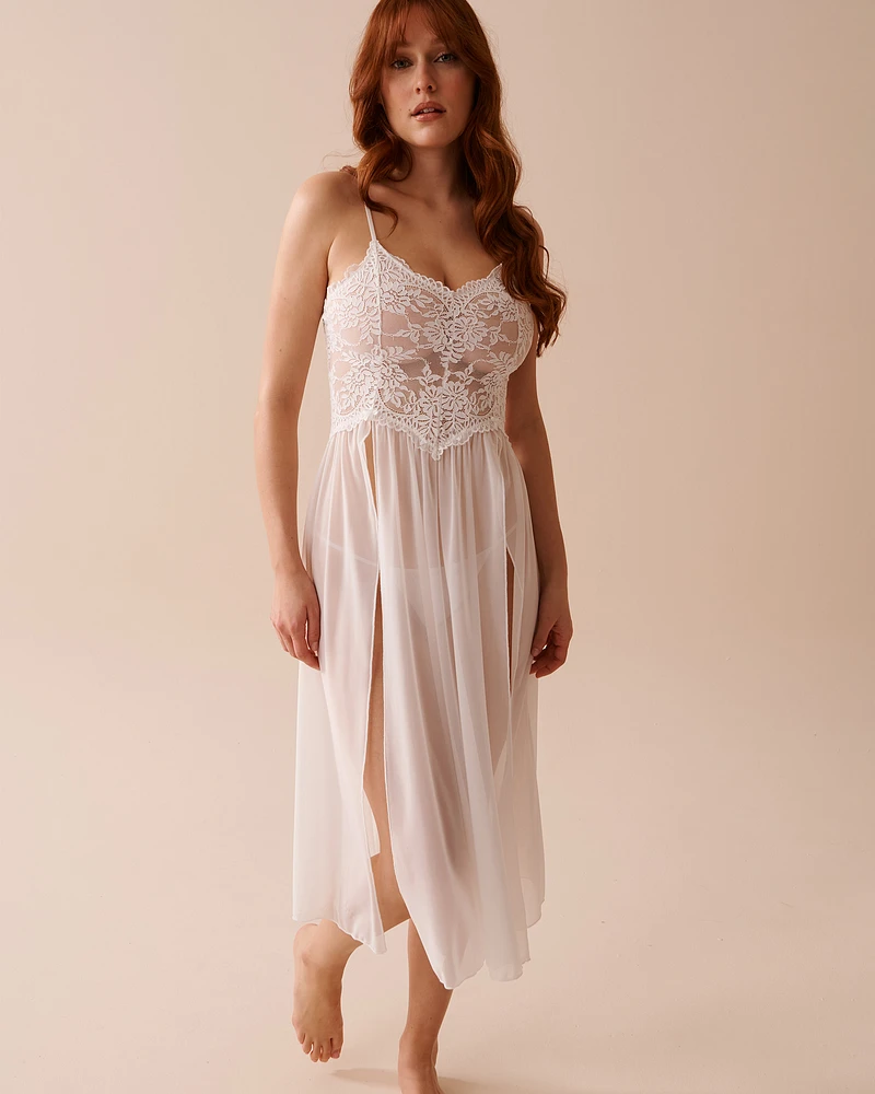 Long Lace and Mesh Nightie