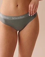 Cotton and Logo Elastic Band Thong Panty