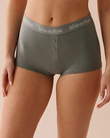 Cotton and Logo Elastic Band High Waist Boyleg Panty