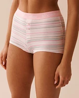 Cotton and Logo Elastic Band High Waist Boyleg Panty