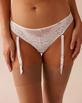 Embroidered Mesh Thong Panty