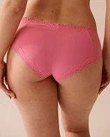 Microfiber and Lace Trim Hiphugger Panty