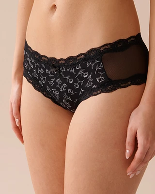 Microfiber and Lace Trim Hiphugger Panty