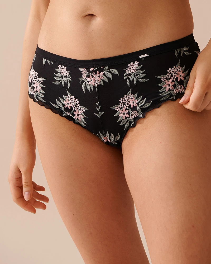 Embroidered Mesh Cheeky Panty