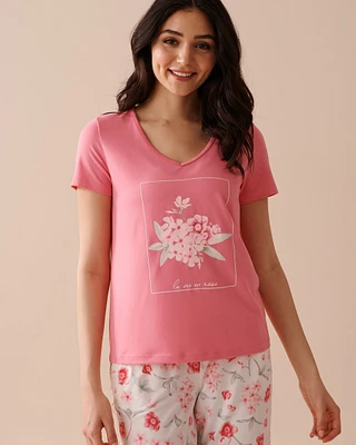T-shirt ultra doux à fleurs roses