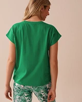 Cotton Crew Neck T-shirt with Front Pocket