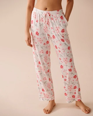 Pantalon ultra doux à fleurs roses