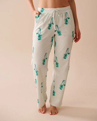 Palm Tree Print Cotton Pajama Pants