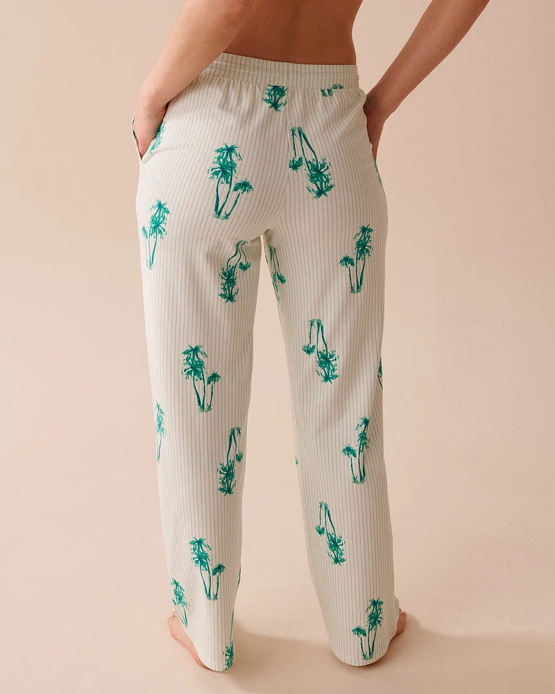 Palm Tree Print Cotton Pajama Pants