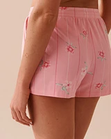 Pink Floral Cotton Pajama Shorts