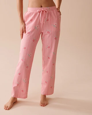Pantalon de pyjama en coton à fleurs roses