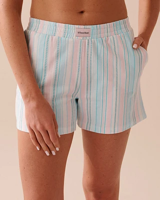 Striped Cotton Pajama Shorts