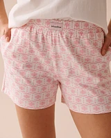 Pink Geometric Print Cotton Pajama Shorts