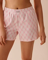 Pink Geometric Print Cotton Pajama Shorts