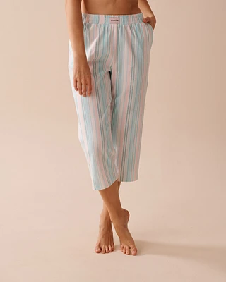 Striped Cotton Straight Leg Capris