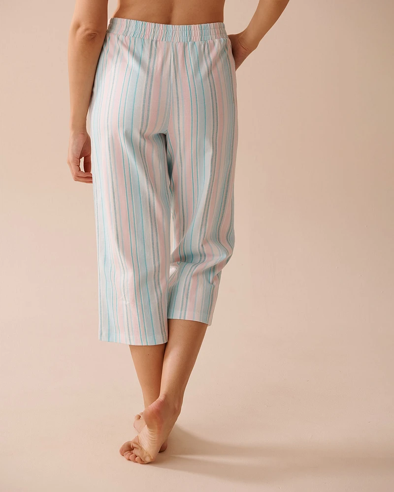 Striped Cotton Straight Leg Capris