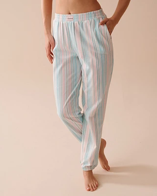 Pantalon de pyjama jogger en coton à rayures