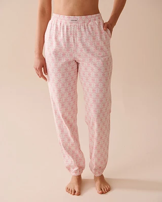 Pantalon de pyjama jogger en coton à imprimé géométrique
