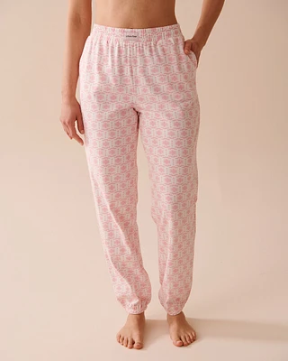 Pink Geometric Print Cotton Jogger Pajama Pants