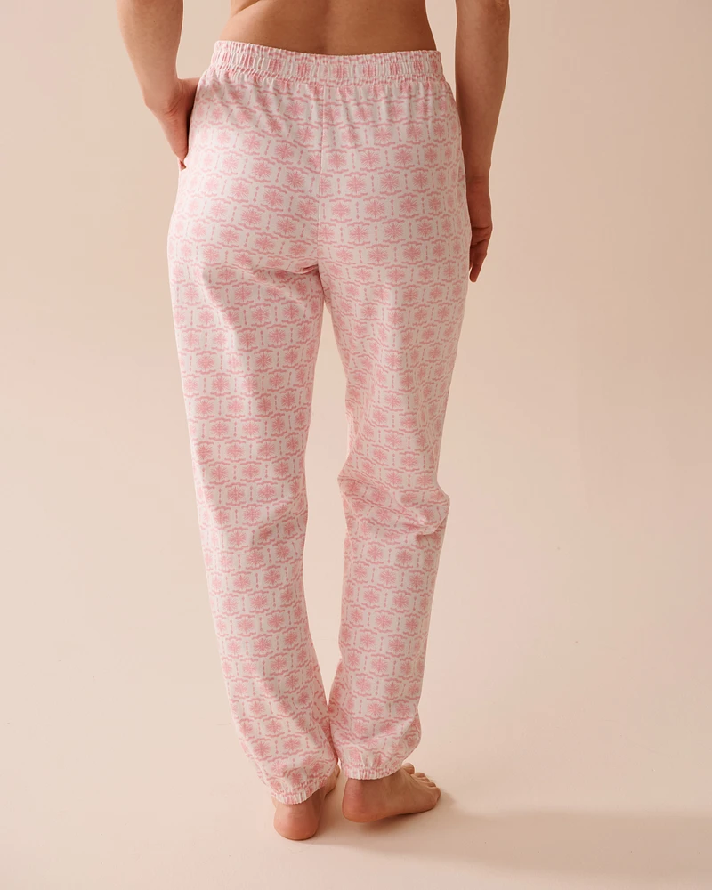 Pink Geometric Print Cotton Jogger Pajama Pants