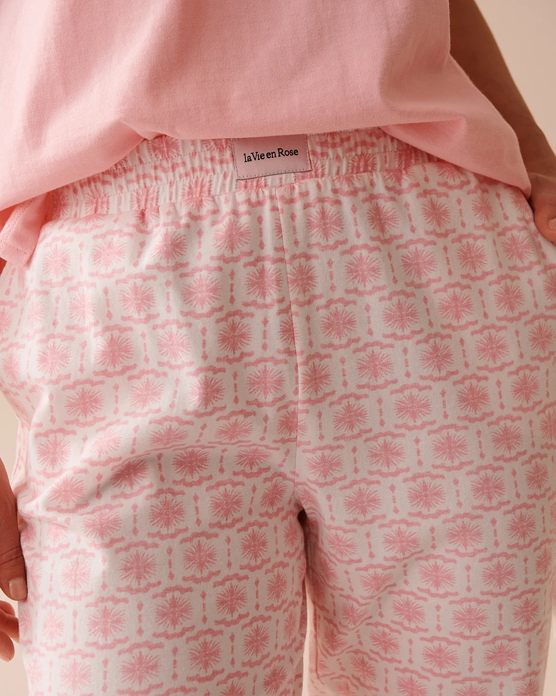 Pink Geometric Print Cotton Jogger Pajama Pants