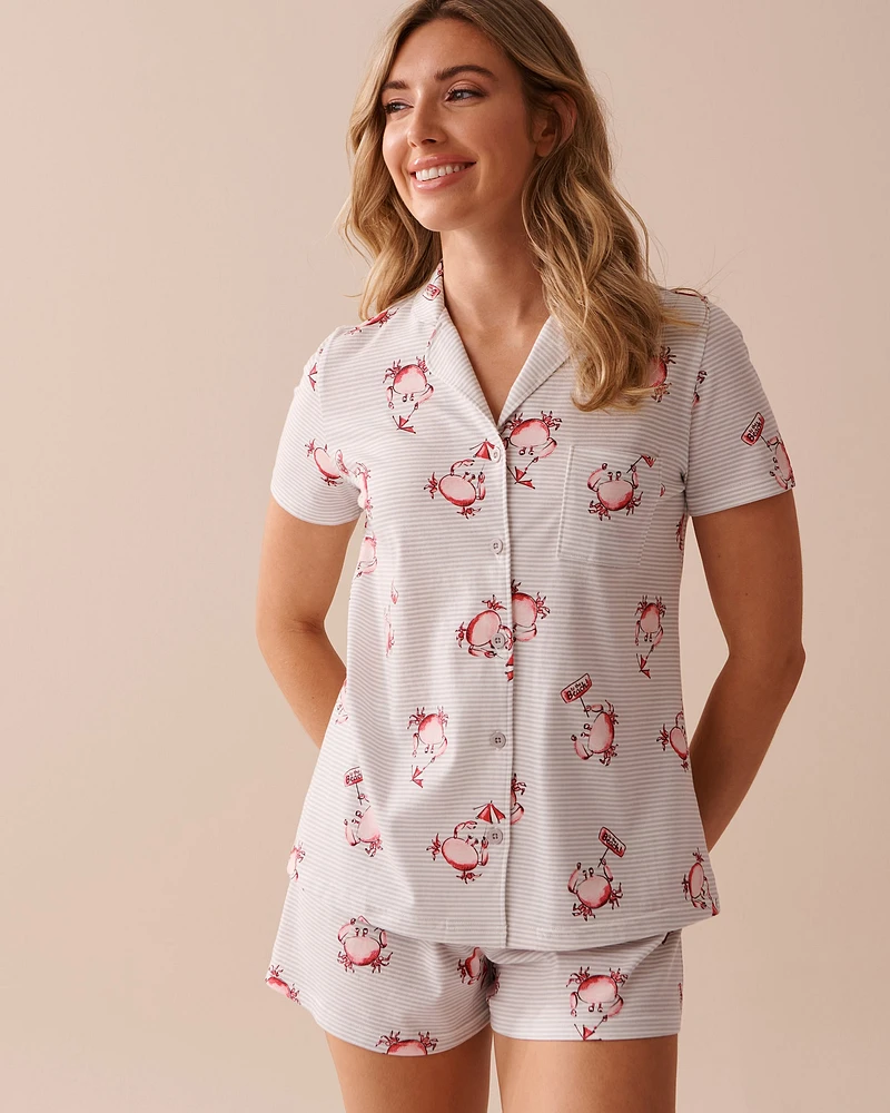 Crab Print Shirt PJ Set