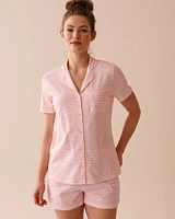 Stripe Print Shirt PJ Set