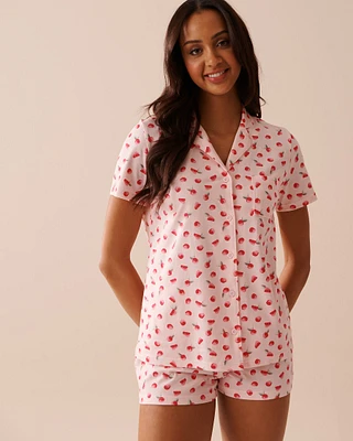 Ensemble pyjama à imprimé framboises avec chemisier