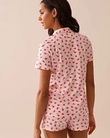 Raspberry Print Shirt PJ Set