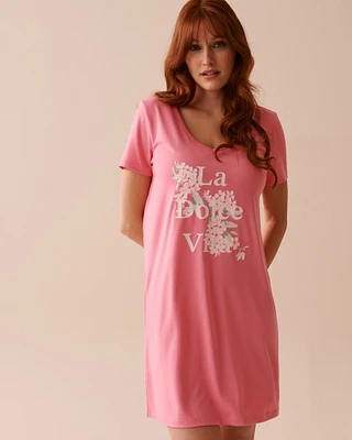 Pink Floral Super Soft Short Sleeve Sleepshirt