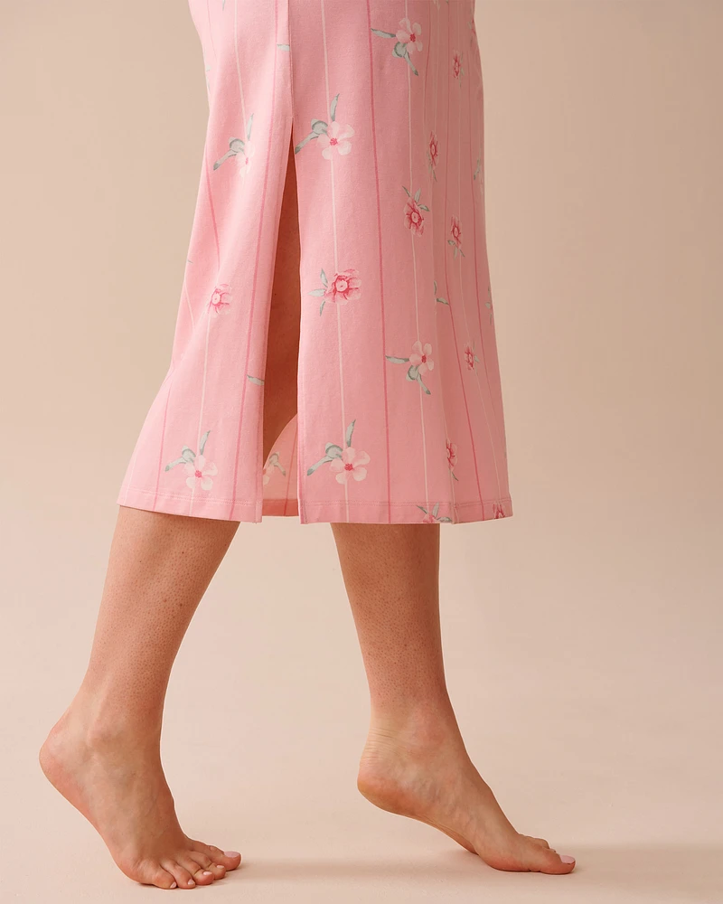 Pink Floral Cotton Long Nightie