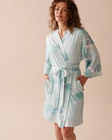 Abstract Floral Print Super Soft Kimono