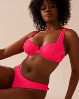 PINK PUNCH Textured Plunge Bikini Top