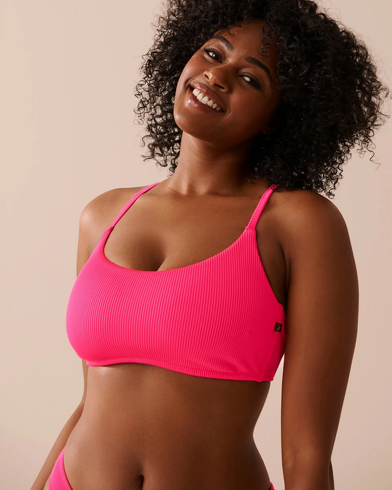 PINK PUNCH Textured Bralette Bikini Top