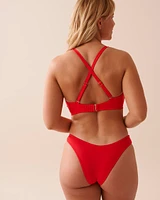 FIERY RED D Cup Triangle Bikini Top